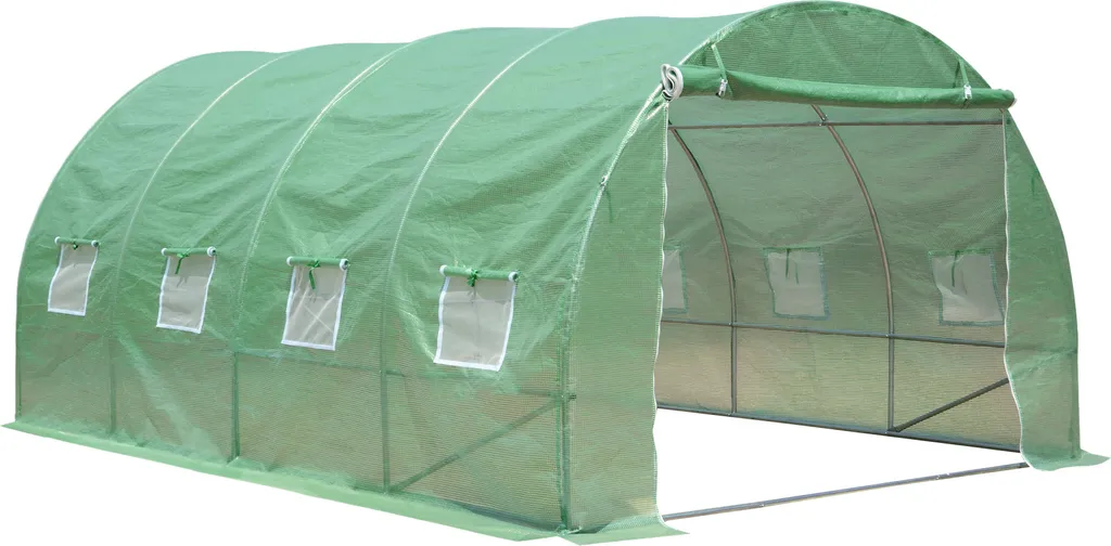 Serre de Jardin Stable 4x3m avec Bâche Plastique Armée et Fenêtres