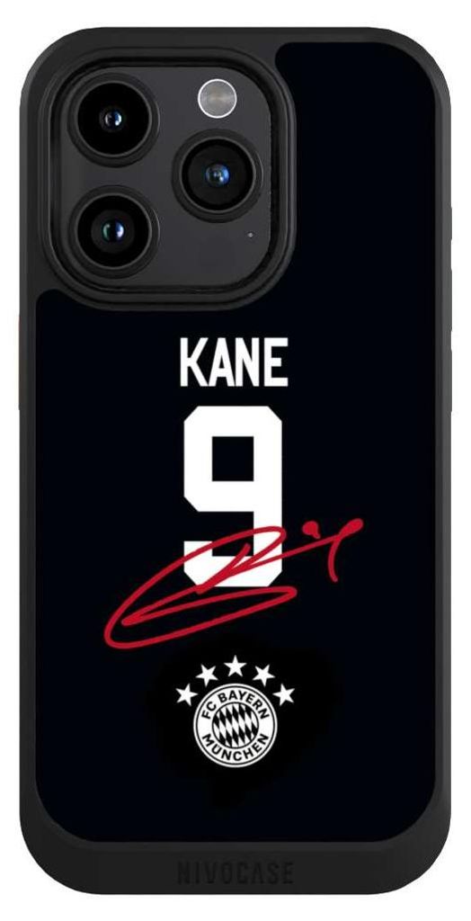 NIVOCASE Hülle für Apple iPhone 15 Pro Handyhülle NIVOcore Case Schwarz FC Bayern München Trikot Harry Kane