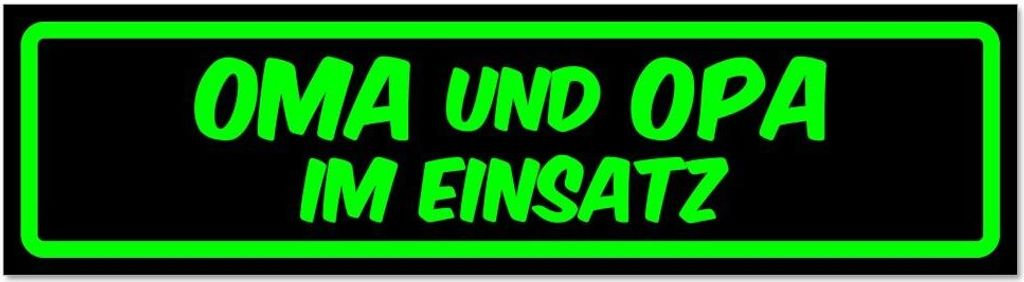Kiwistar - Autoaufkleber - Grün - Schwarz - 20 x 5,3 cm - Oma und Opa im Einsatz - Hinweis Aufkleber Sticker für Auto, Kfz, Fahrrad, PKW, LKW