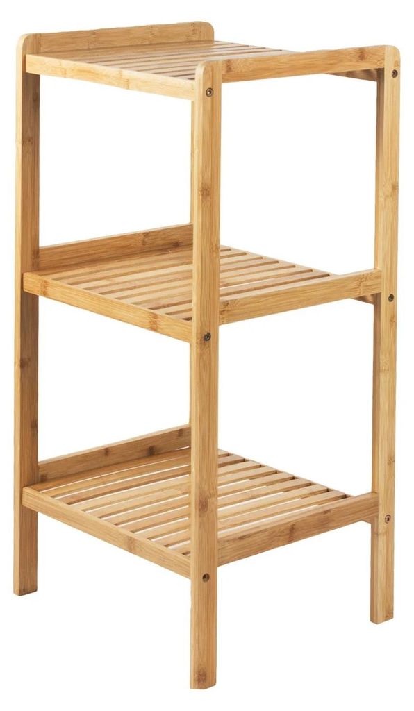 BURI Badezimmerregal Bambus | Regal 3 Etagen Holzregal 78x37x33 cm | Modernes Flurregal, Badregal, Küchenregal mit 3 Ablagen | Standregal aus Holz