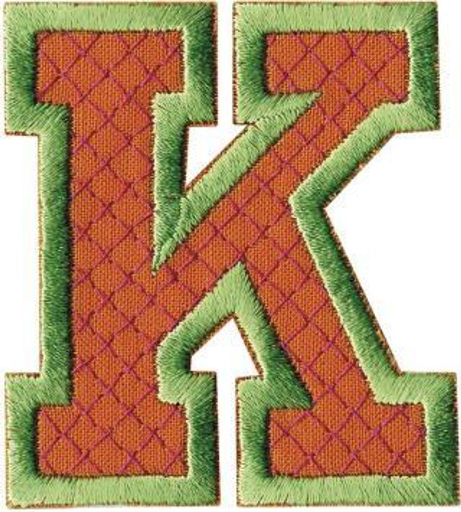 Aufnäher Patches - Buchstabe K - Gr. ca. 6cm - 21513 grün-orange