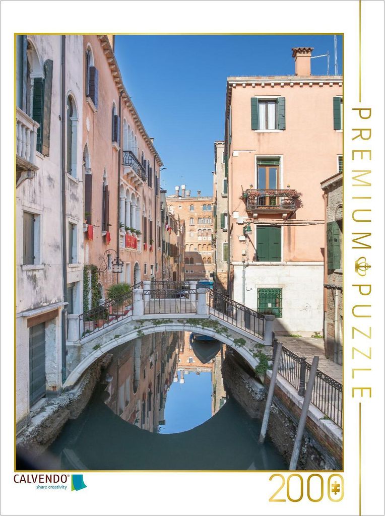 CALVENDO Puzzle Venedig - Spiegelung unter der kleinen Brücke neben der Ponte dei Frati | 2000 Teile Lege-Größe 90x67cm Foto-Puzzle für glückl...
