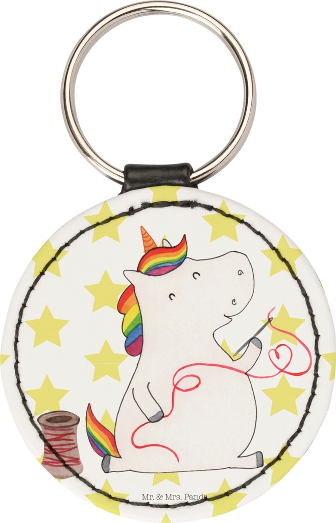 Mr. & Mrs. Panda Anhänger Einhorn Näherin - Weiß - Geschenk, Häkeln, Unicorn, Schlüsselanhänger, Taschenbaumler, schlüsselring, Taschenanhä...