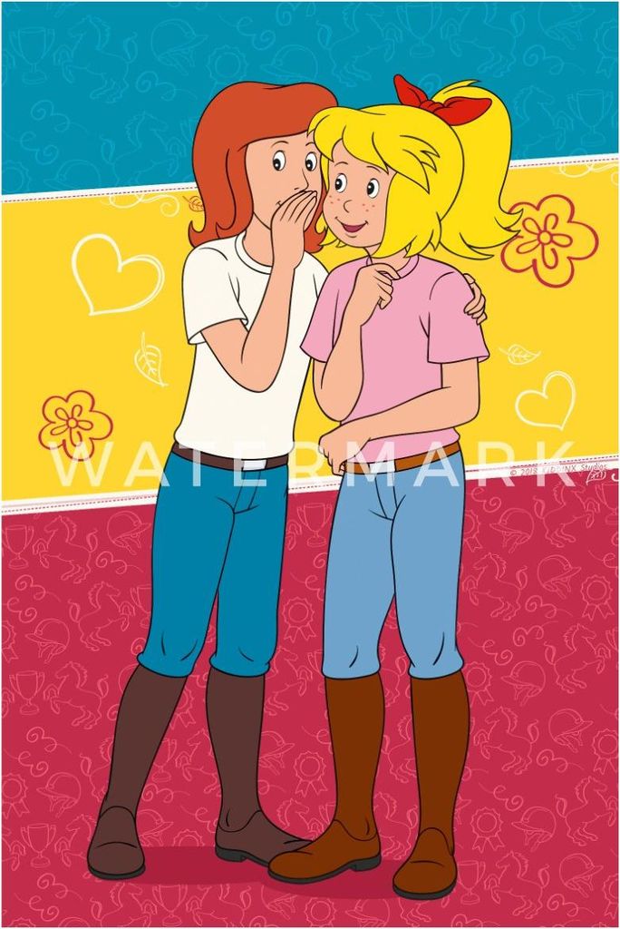 Spreadshirt Bibi und Tina Geheimnisse unter Freundinnen Poster 20x30 cm, One size, Weiß