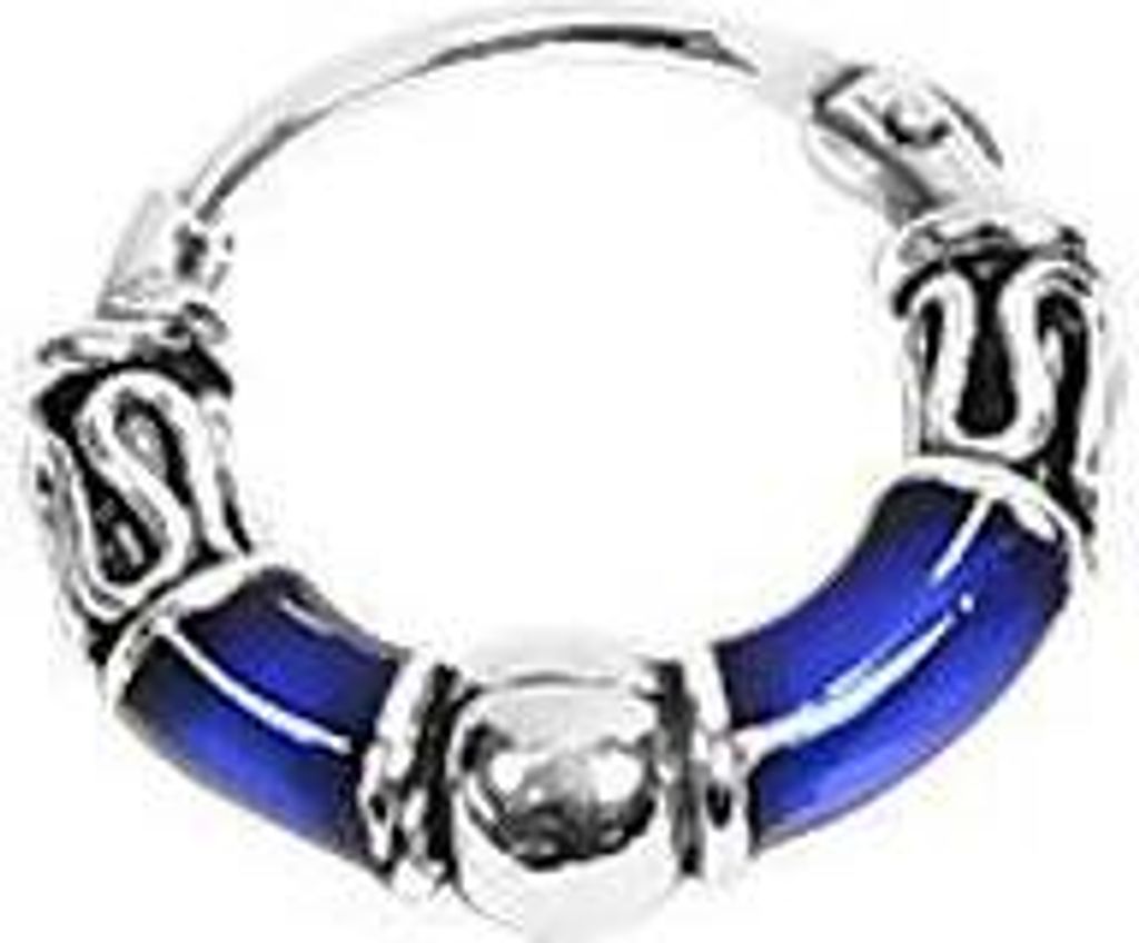 Single 925 Sterling Silber Keltische Bali Creole S Dark Blue 12mm 7103