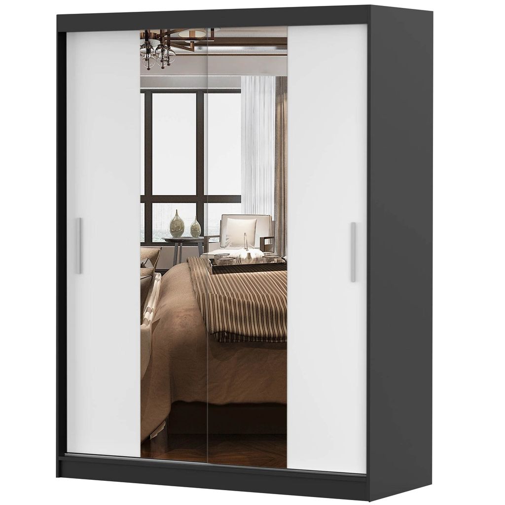 Kleiderschrank Schwebetürenschrank Schrank 150 cm Produktbild 2