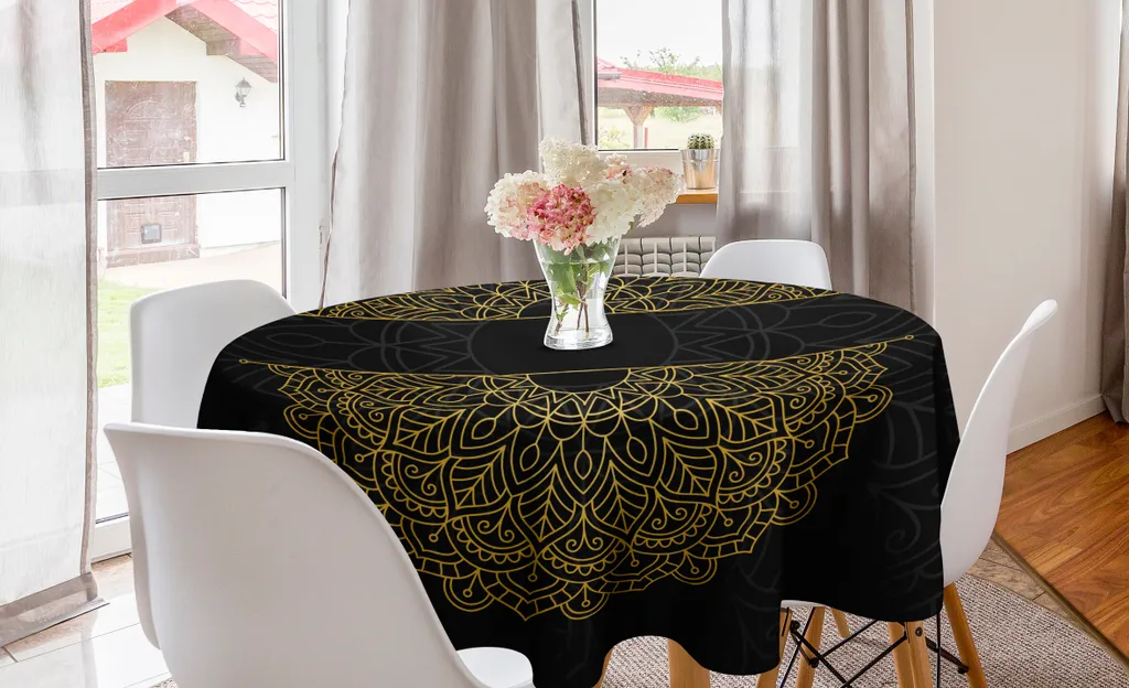 Tovaglia Rotonda Mandala 150cm Grigio Antracite | ABAKUHAUS Elegance