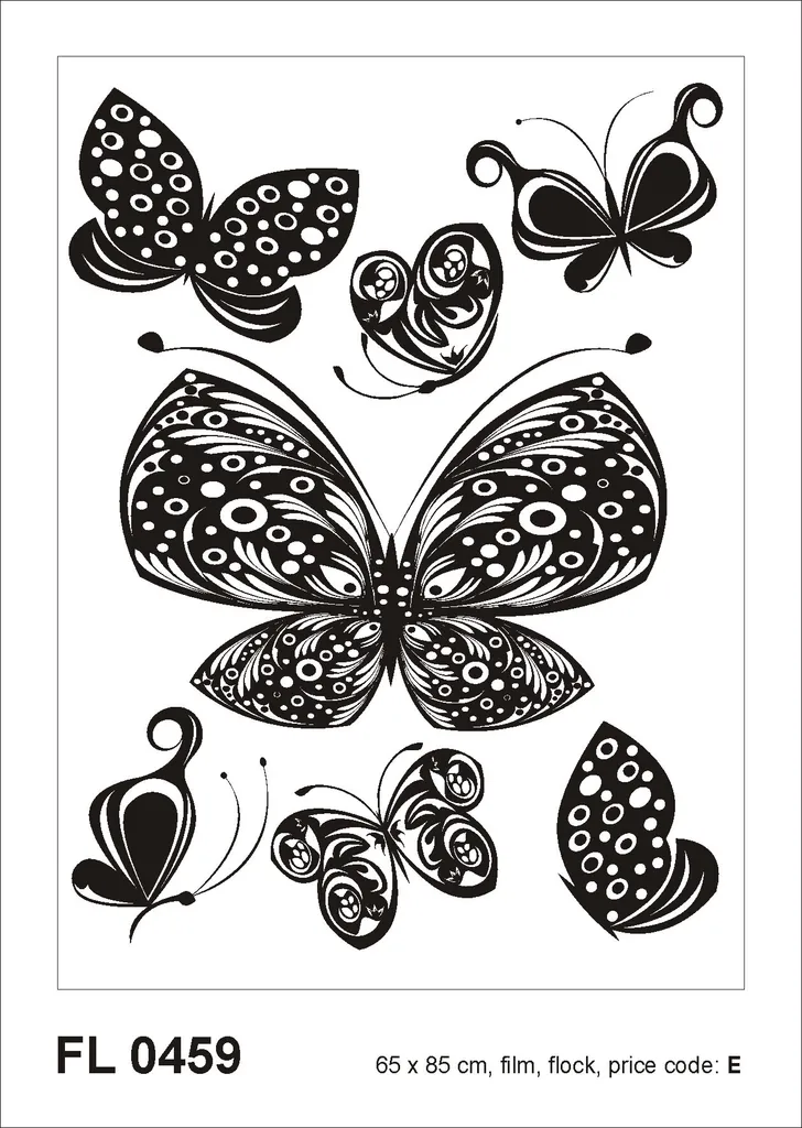 Sticker mural papillons noir Sanders & Sanders 85 x 65 cm pour salon