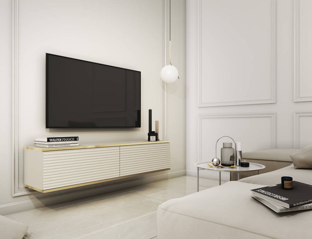 TV-Lowboard Oro 135 MDF beige hängend