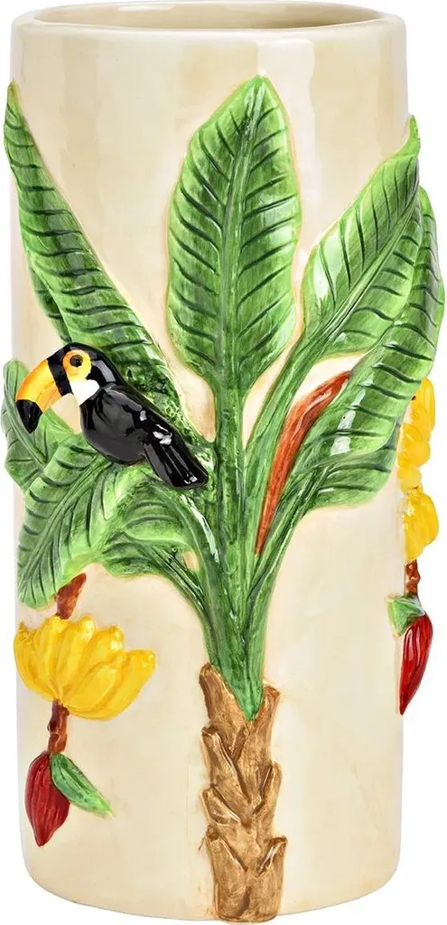 Vase en céramique toucan pour centre de table et décoration salon bohème