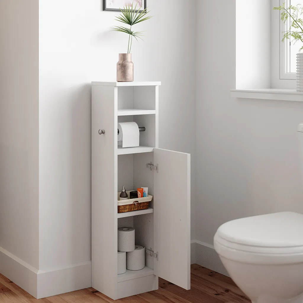 Vicco Mobiletto Bagno Enga Bianco 23x90 cm | Armadietto Salvaspazio - 5