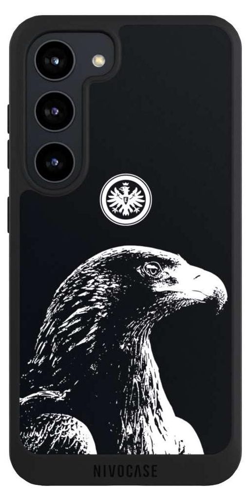 NIVOCASE Handyhülle für Samsung Galaxy S23 Hülle NIVOpure Case Schwarz Eintracht Frankfurt Offizielles Lizenzprodukt Attila