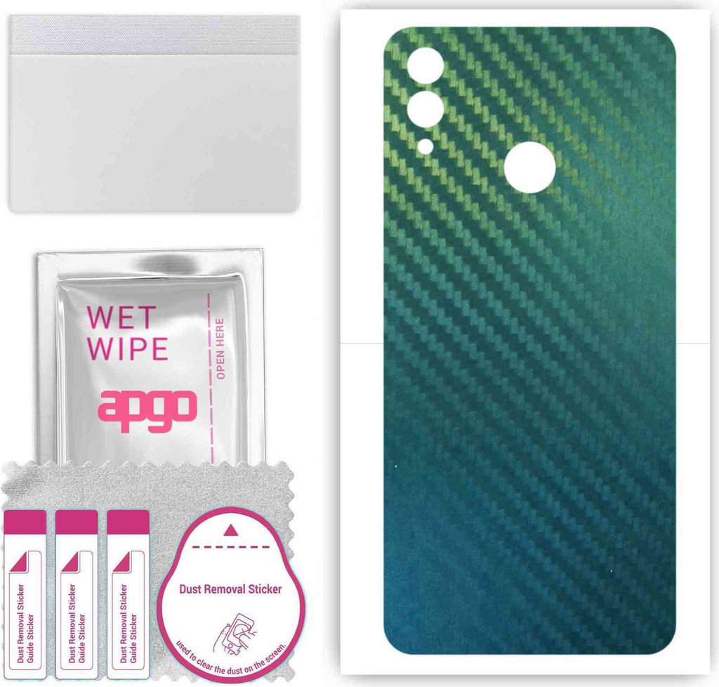 apgo Rückseite Schutzfolie, Skin, kompatibel mit Honor 10 Lite, Hinten Displayschutzfolie aus Vinylfolie, kratzfest, einfache Montage - Kohlenstof...
