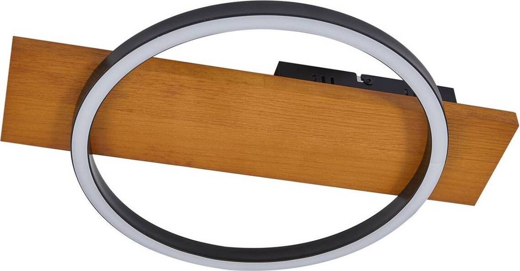 Lindby LED-Deckenlampe Galad, schwarz, Holz, 30 cm, dimmbar