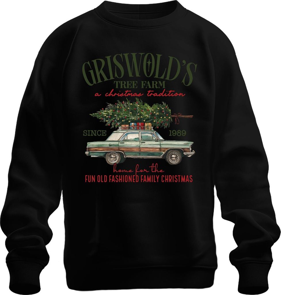 Griswold's Tree Farm Weihnachten Schöne Bescherung Clark Griswold Uni Sweatshirt Pullover, Schwarz, S