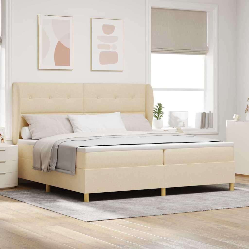 Möbel Boxspringbett mit Matratze Dunkelgrau 90x190 cm Creme - Klassische Betten 3340779