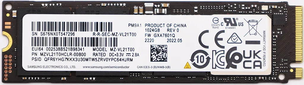 Disque SSD Interne 1 To Samsung PM9A1 M.2 NVMe PCIe 4.0 Haute Vitesse