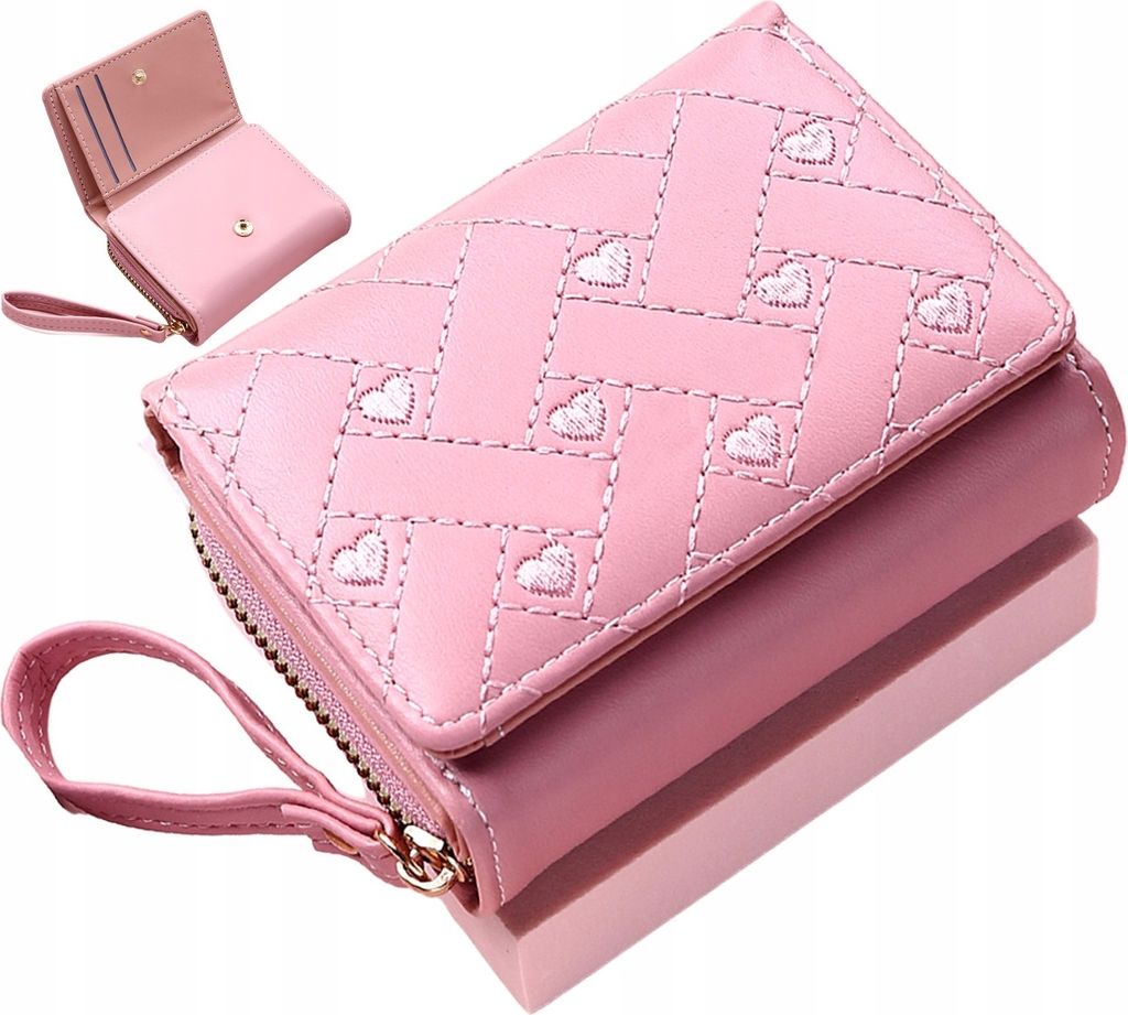 Damenportemonnaie - Elegantes - Stilvolle Funktionalität - Herzen - Kleine Größe - Praktischer Verschluss - Vielseitig organisiert