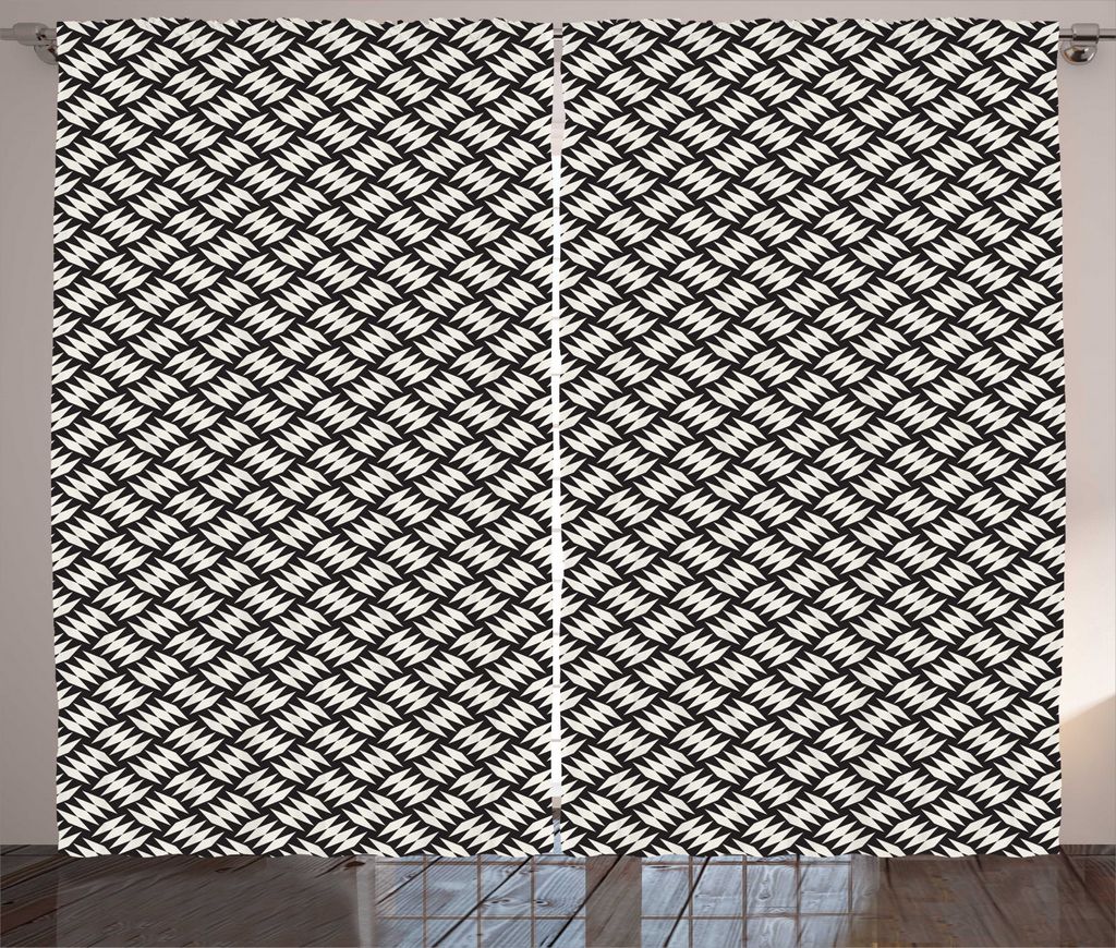ABAKUHAUS Gitter Rustikaler Gardine, Angrenzend Diamant-Motive, Schlafzimmer Kräuselband Vorhang mit Schlaufen und Haken, 280 x 225 cm, Koksgraue ...