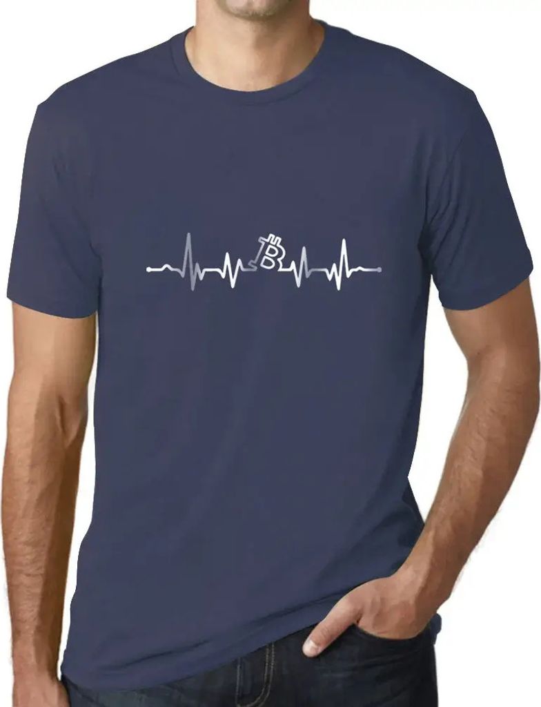 Herren Grafik T-Shirt Bitcoin Heartbeat Btc Hodl Crypto Öko-Verantwortlich Vintage Jahrgang Kurzarm Lustige Druck Geburtstag Geschenk Mann