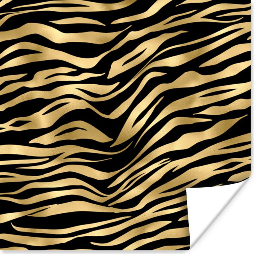 MuchoWow Poster Muster - Zebra - Gold 75x75 cm - Wand Dekoration