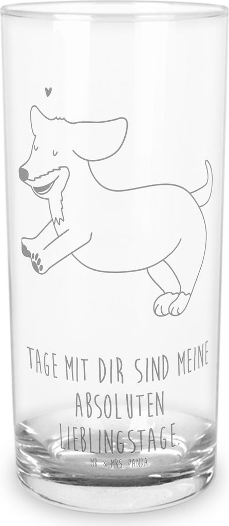 Mr. & Mrs. Panda Cocktailglas Hund Dackel 400 ml - Transparent - Geschenk, Tumbler, Braun, Longdrinkglas, Herz, tischglas, Dachshund, Glas, Wasserg...