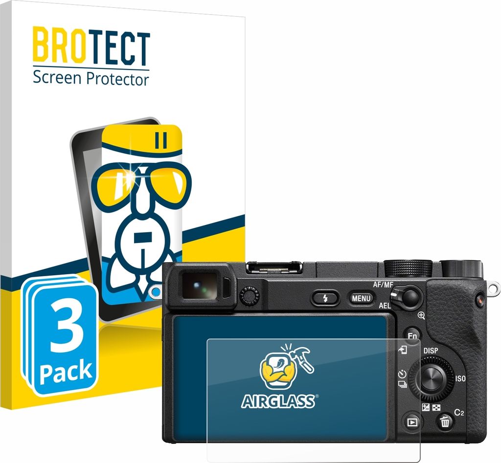 3x BROTECT Schutzglas für Sony Alpha 6400 / 6400A Schutzfolie Panzer Folie Glas Display Schutz klar
