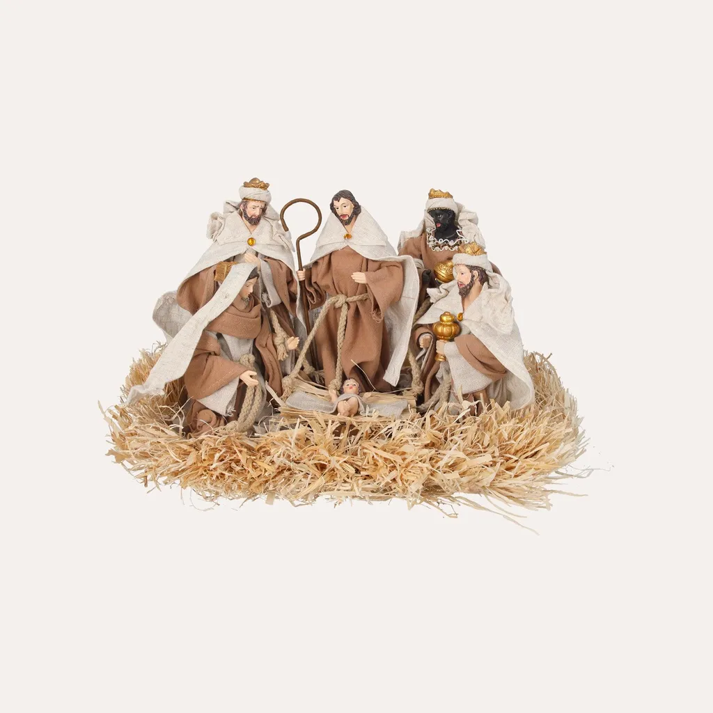 Grande Crèche de Noël Lumineuse en Résine - Décoration Festive de 43 cm