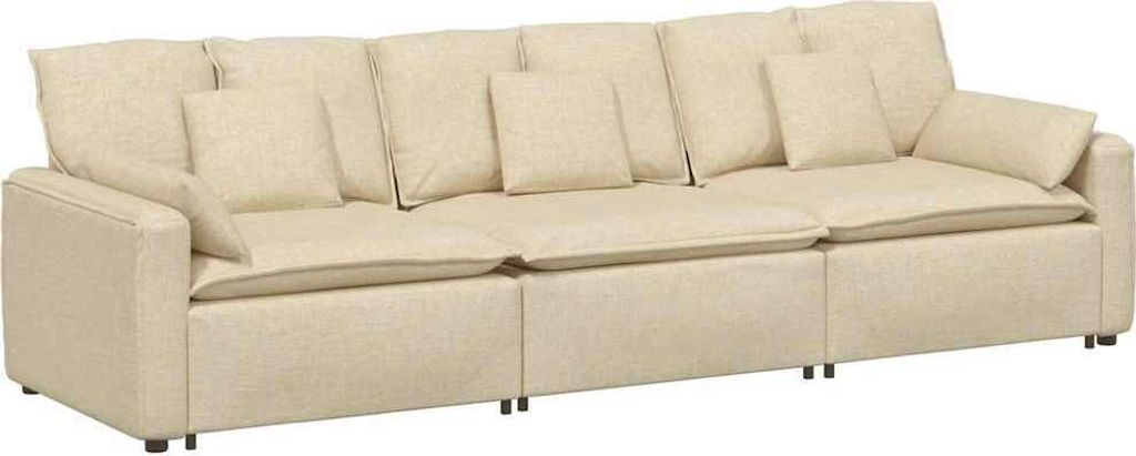 vidaXL Modulares Sofa mit Kissen Cream
