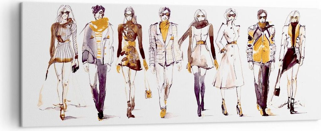 Bild auf Leinwand - Leinwandbild - eleganc e Farbe weiblich Mannequins - 140x50cm - Wand Bild - Wanddeko - Leinwanddruck - Bilder - Kunstdruck - Le...