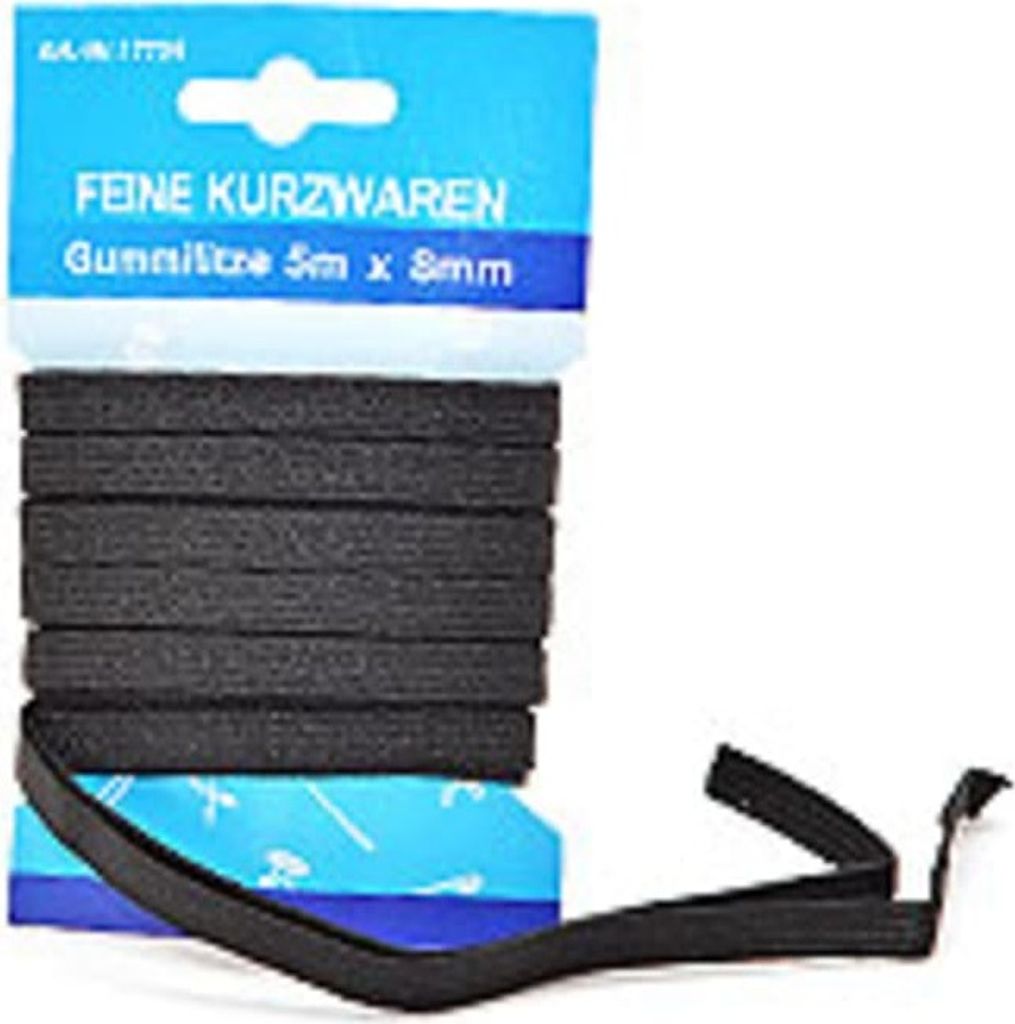 Gummilitze 5 m x 8 mm, schwarz, auf Karte