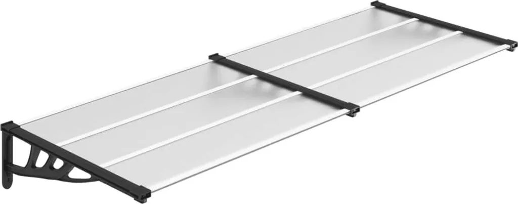 Tettoia della porta nera e trasparente 239x90 cm in policarbonato