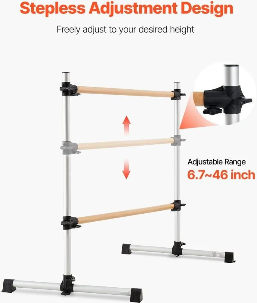 Barre de danse classique indépendante double barre mobile pour exercices - 4