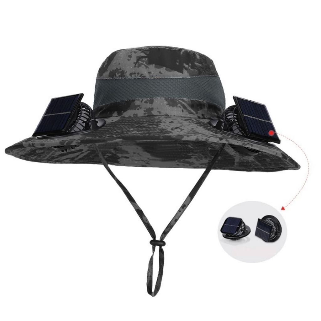 Sonnenhut mit Ventilator(Armgrau),Fischerhut mit Breiter Produktbild 