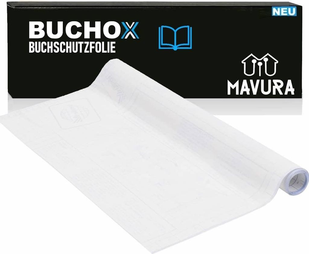 BUCHOX Buchschutzfolie Buchfolie Bucheinschlagfolie selbstklebend transparent