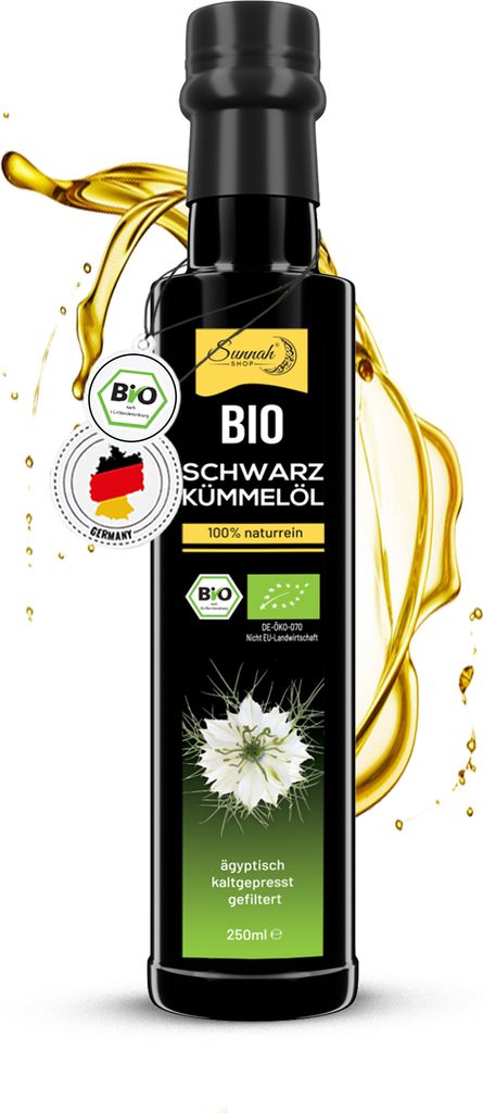 Sunnah Shop Schwarzkümmelöl gefiltert kaltgepresst 250ml - Black Seed Oil Organic - 100% rein aus ägyptischen Nigella Sativa