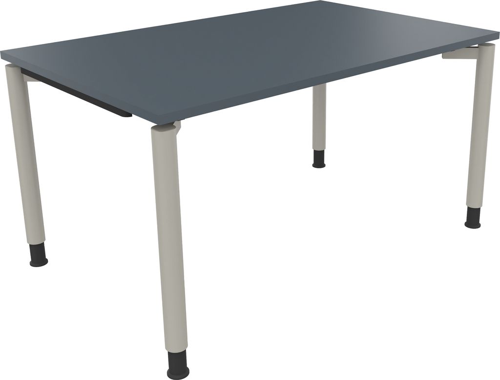 Schreibtisch Vierfuß Rundrohr B1400xT900xH680-820 si/Lavagrau