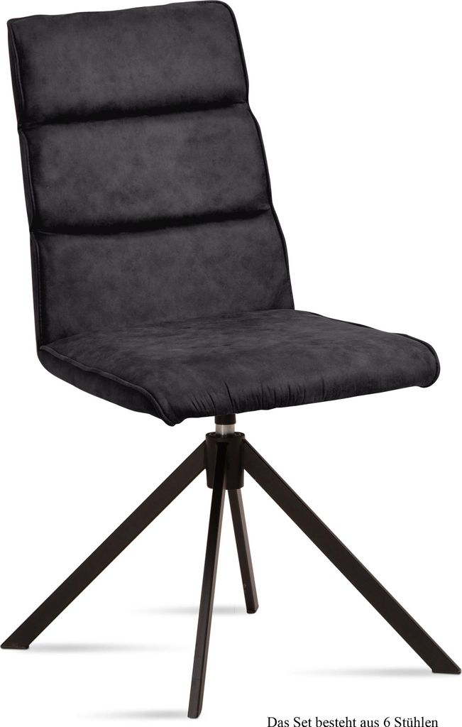 Esszimmerstuhl drehbar (6er-Set) Deedea 47x92x60 Schwarz/Anthrazit