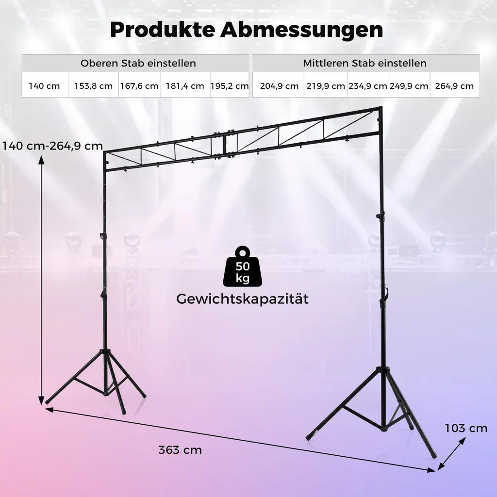 Support d'éclairage scène et soirée 360 cm pour installation projecteur - 3