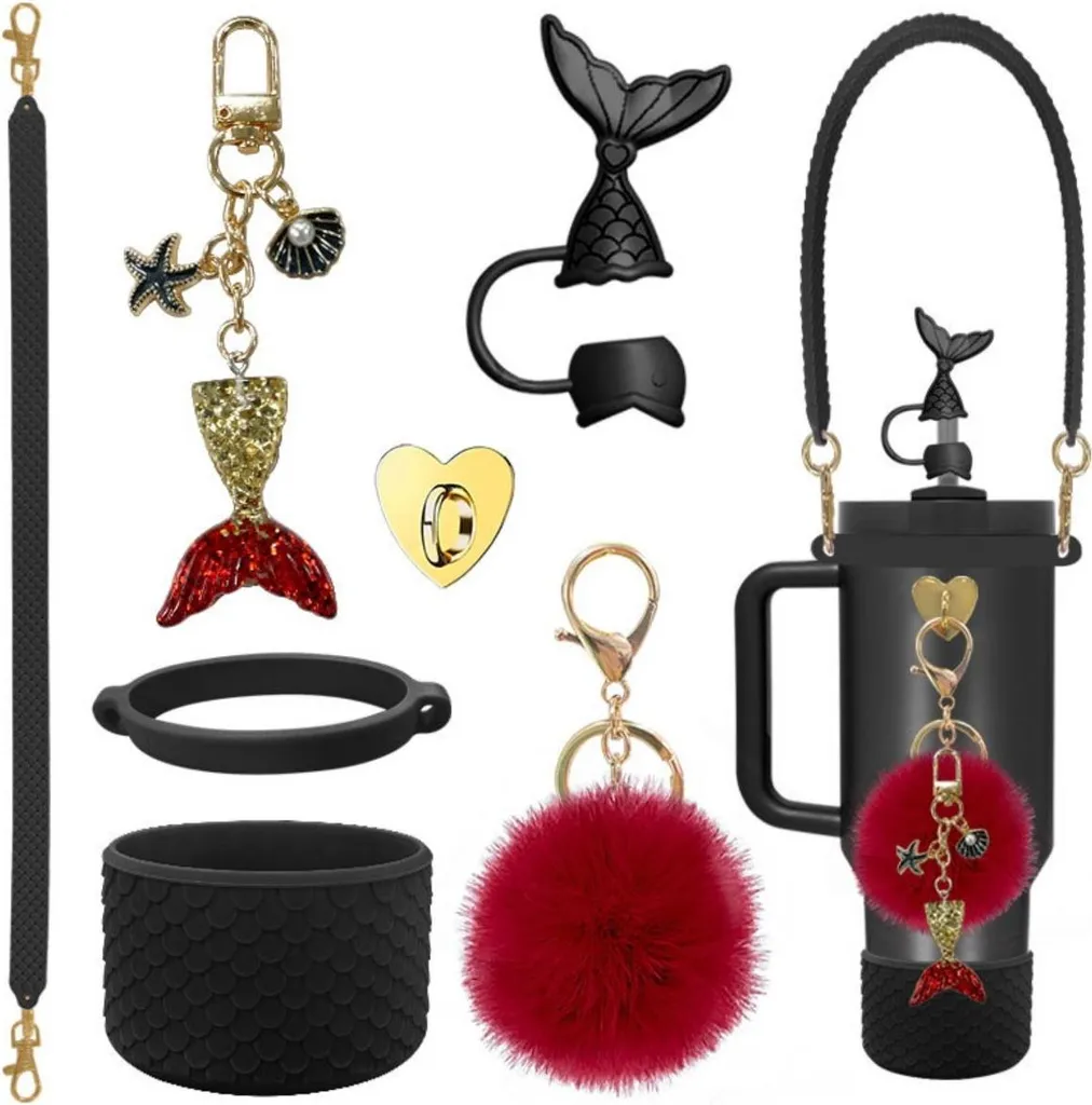 Kit Sirena per Stanley Cup 7 Pezzi | Estetica Dark Mermaid Nero