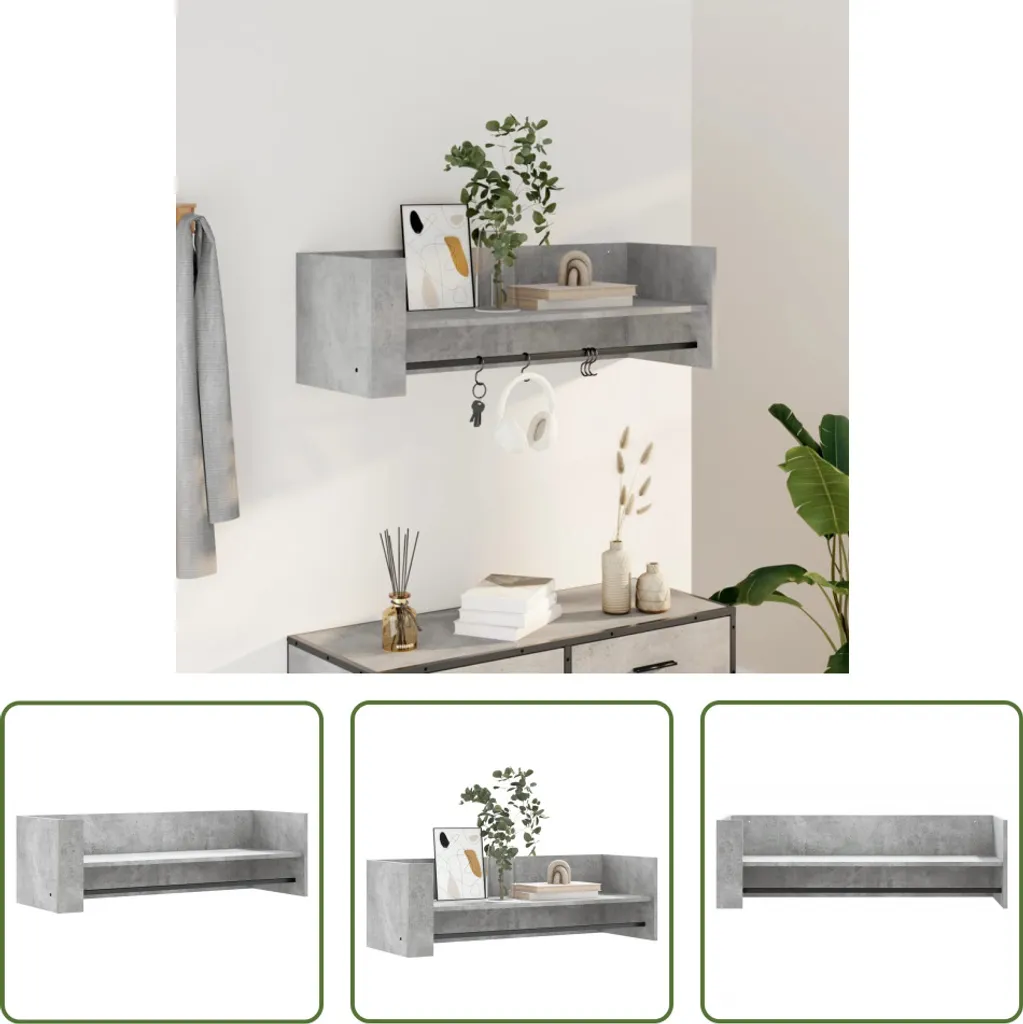 Mensola Parete Cemento Grigio 100x35x30,5 cm | Arredo Design Moderno