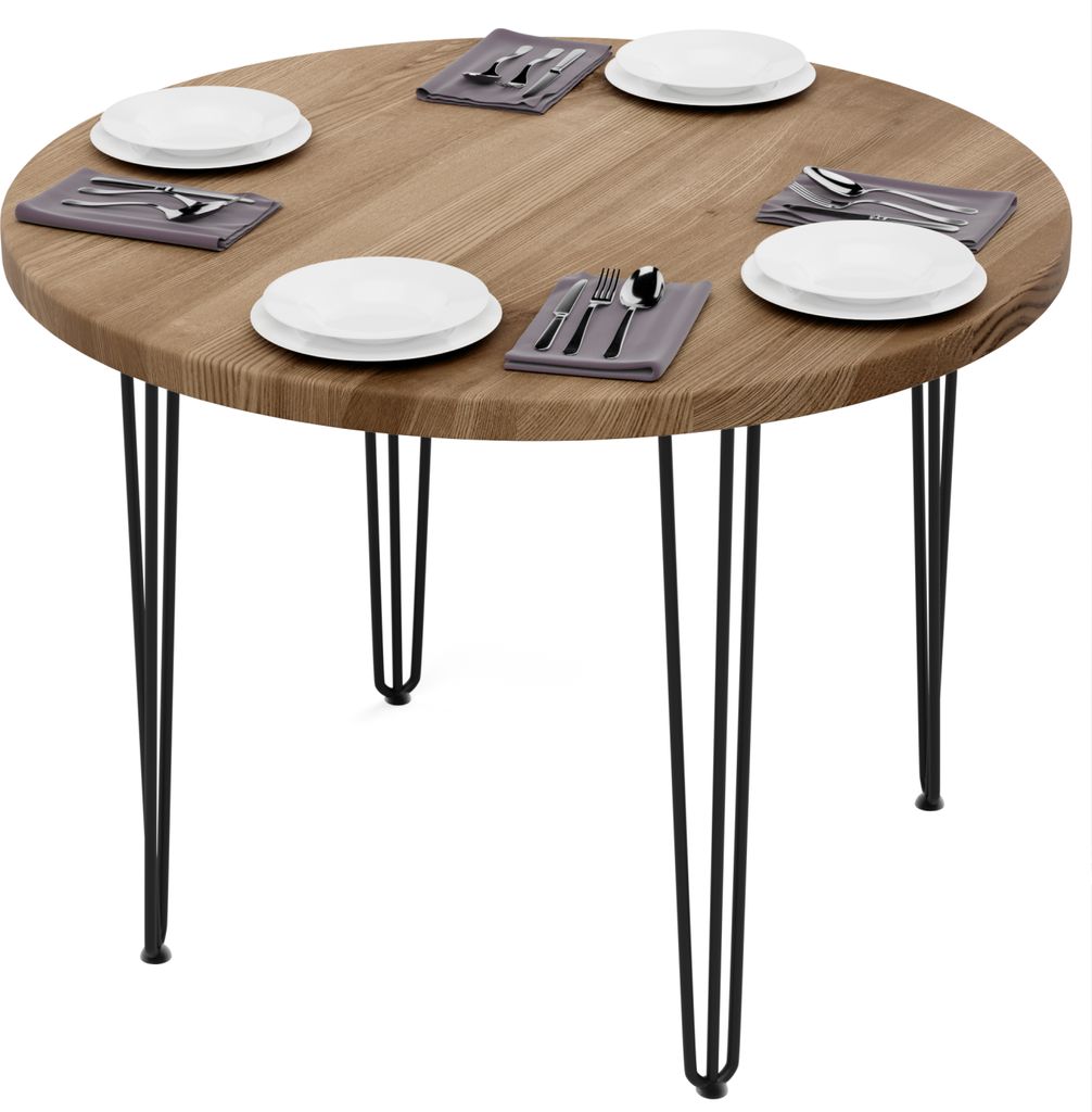 LAMO Manufaktur Esstisch rund 100 cm | Wohnzimmertisch Holz, Bistrotisch | Runder Tisch für Küche, Restaurant | Stärke: 40mm, Farbe: Nussbaum, B...