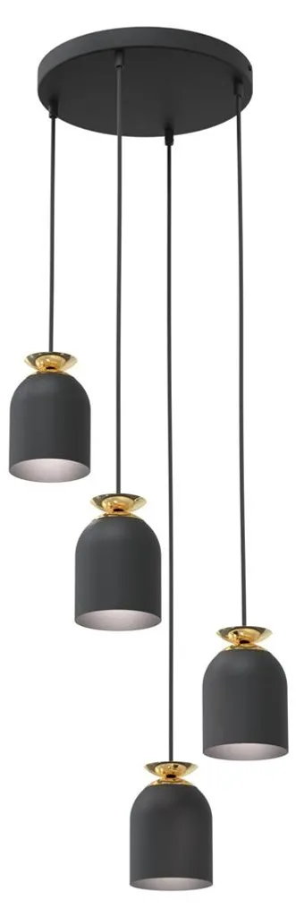 Suspension Idéale Table à Manger ou Bureau Noir et Or 4 x E27 140cm