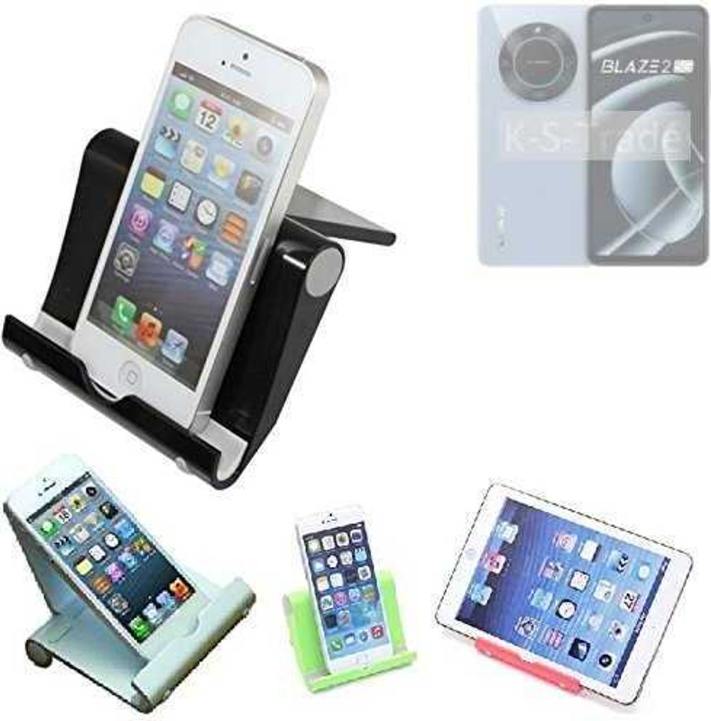 K-S-Trade Handy-Ständer kompatibel mit Lava Blaze 2 5G faltbarer Tischständer Smartphone Tablet Halterung Reise