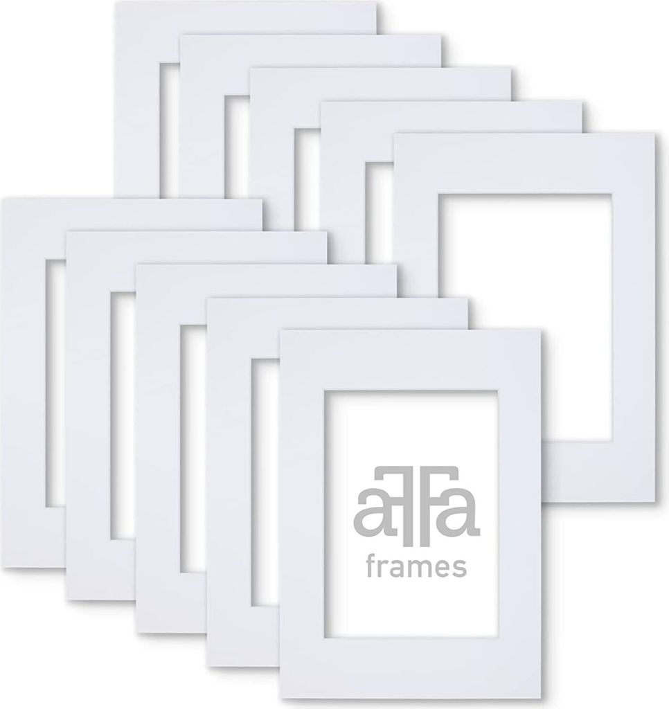 aFFa frames Passe Partout | Minimalistische Bildunterlage zur Anzeige Ihrer Fotos, Poster, Diplome | Karton, Farbe, Weiß, 15x20 cm | 10 Stück pro...