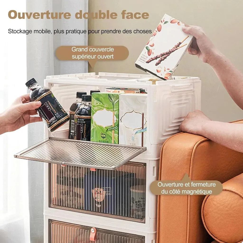 Caisse de rangement empilable 45 litres avec roulettes - Set de 3 - 2