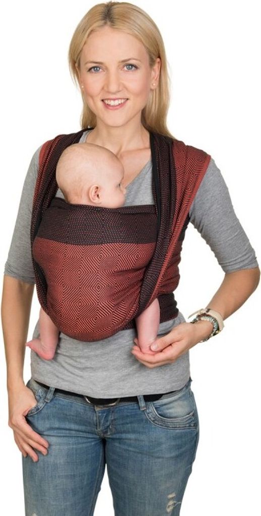 Hoppediz Tragetuch Papamoa 5,40m koralle/schwarz