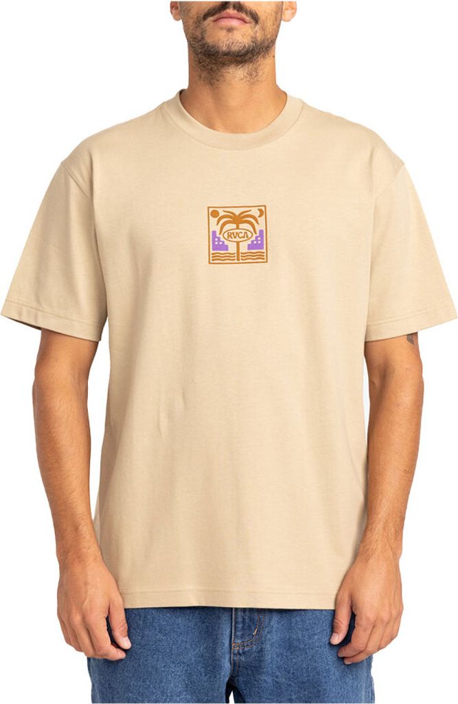 Rvca Morocco Palms Kurzarm-t-shirt Beige S Mann Beige S