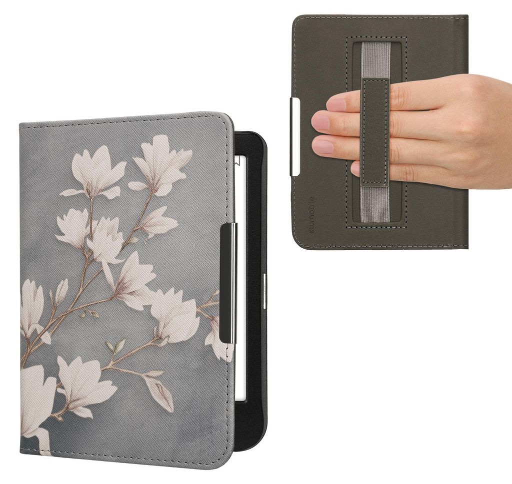 kwmobile Schutzhülle für Kobo Clara BW / Clara Colour / Tolino Shine (5) / Shine Color Hülle - eReader Flip Case mit Handschlaufe und Auto Sleep