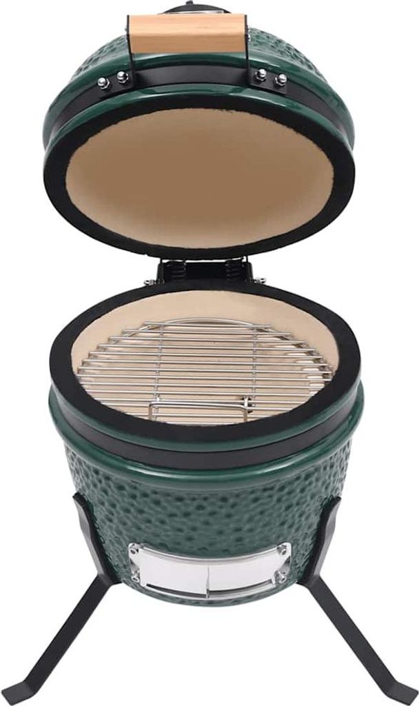 vidaXL 2-in-1 Kamado-Grill Smoker Keramik 56 cm Grün
